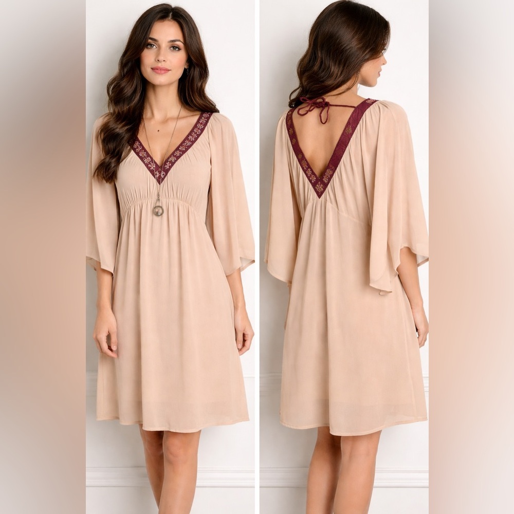 Flying Tomato Beige Mid Dress